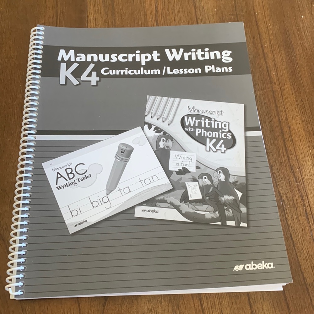 Abeka Manuscript Writing k4 curriculum/lesson plans
